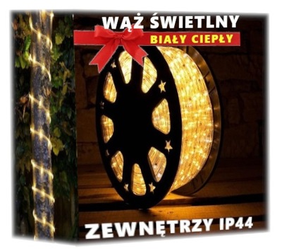 WĄŻ ŚWIETLNY LAMPKI LED NA METRY BIAŁY CIEPŁY