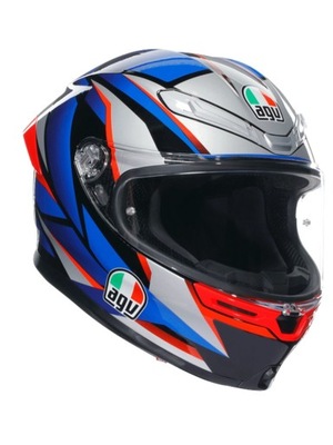 ШОЛОМ МОТОЦИКЛЕТНИЙ INTEGRALNY BEZPIECZNY AGV K6 S SLASHCUT BLACK BLUE RED