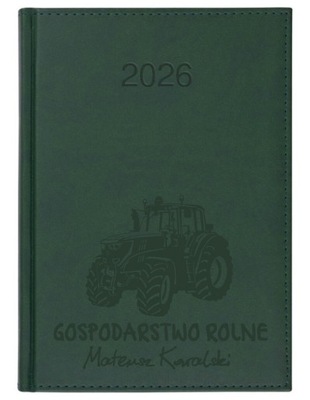 KALENDARZ A4 DZIENNY książkowy 2026 terminarz z grawerem LOGO ZIELONY