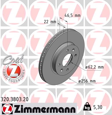 ZIMMERMANN 320.3803.20 DISKU STABDŽIŲ 