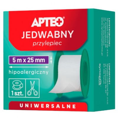 APTEO, Przylepiec jedwabny, 5 m x 2,5 cm plaster