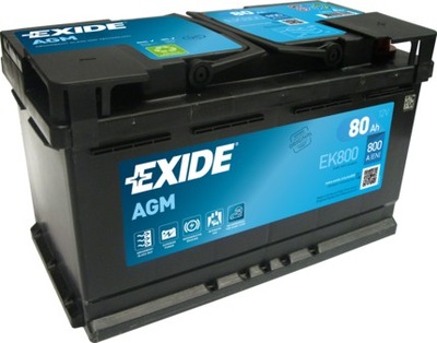 BATERÍA EXIDE AGM 12V 80AH 800A EK800  