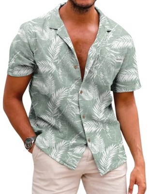 Koszula męska hawajska z krótkim rękawem idealna na wiosnę lato przewiewna
