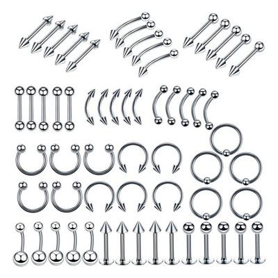 60 Lot Body Jewelry Piercings Brwi Pępek Brzuch