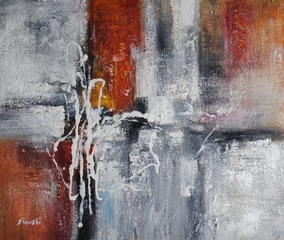 Abstrakcja, szpachla, obraz olejny, 50x60cm