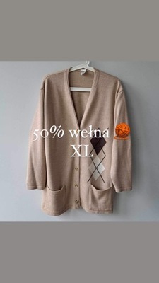Sweter kardigan Germaine XL 50% wełna