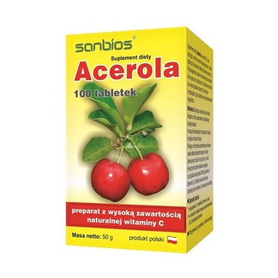 Sanbios Acerola Naturalna Witamina C 100 tabletek