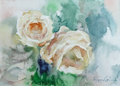 "Róże", akwarela Aleksander Franko