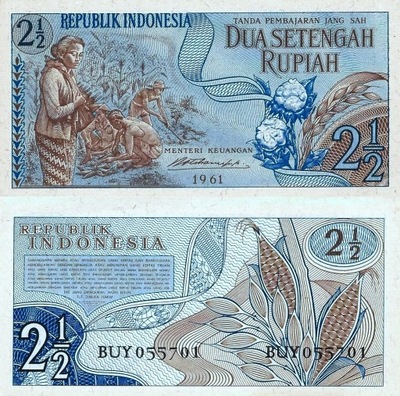 # INDONEZJA - 2 1/2 RUPII - 1961 - P-79 - UNC