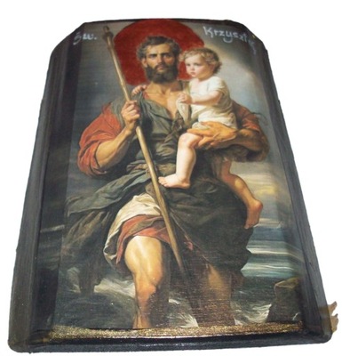 Ikona Święty Krzysztof patron kierowców kolejarzy rycerzy żeglarzy