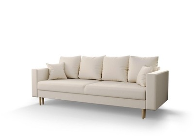 Duża sofa kanapa z funkcja spania pojemnik na pościel TRISTAN 230 cm Beżowa