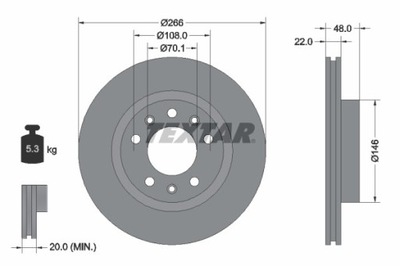 2X DISCO DE FRENADO PEUGEOT PARTE DELANTERA 308 1,2-2,0 13- 92269003  