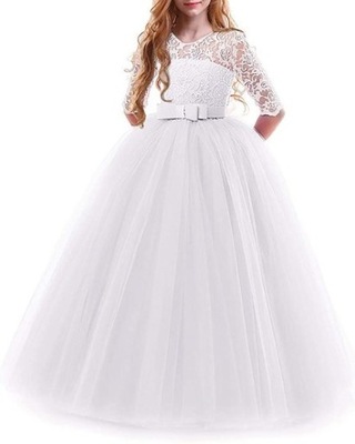 Sukienka dla dziewczynki biała na wesele 128