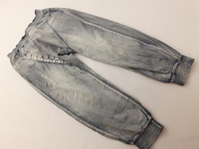 Modne jeansowe SPODNIE JOGGERY postarzane WYGODNE _ 44/46