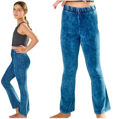 Legginsy dziecięce spodnie dresowe jeansowe dzwony blue wytarte PIK 158