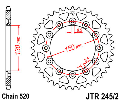 ENGRANAJE PARTE TRASERA JT 40-ZEBOW YAMAHA WR 250 2001-2016  