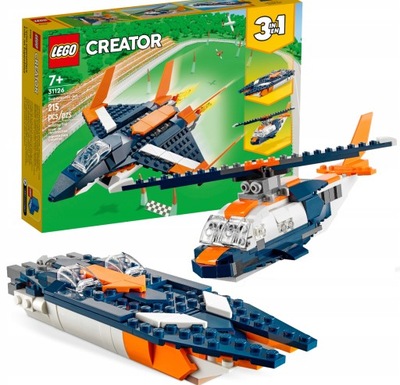 KLOCKI LEGO MOTORÓWKA HELIKOPTER SAMOLOT 3w1