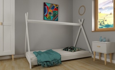 Łóżko Drewniane Białe TIPI 80x160 + Stelaż