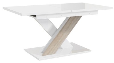Stół rozkładany 140x180 cm Biały Połysk / Sonoma