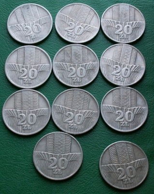 12x 20 złotych - Kłosy i wieżowiec 1974 1976