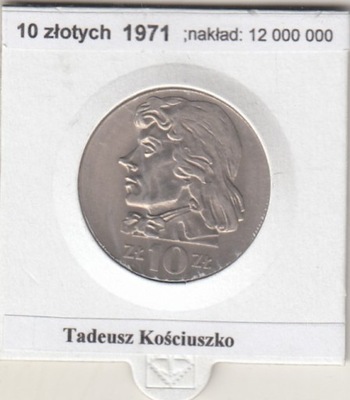 PRL 10 zloty 1971 Kosciuszko stan 1