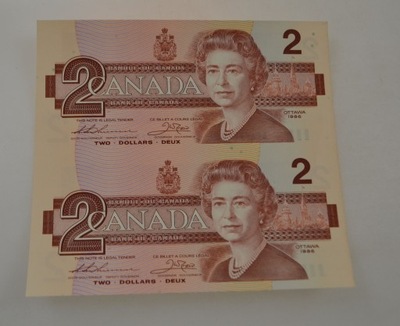 Kanada - banknot - ciekawostka - 2 Dolary - arkusz
