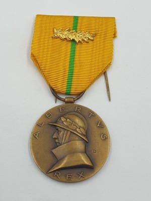 Belgia Medal Pamiątkowy króla Alberta 1909-1934 z palmą za odwagę