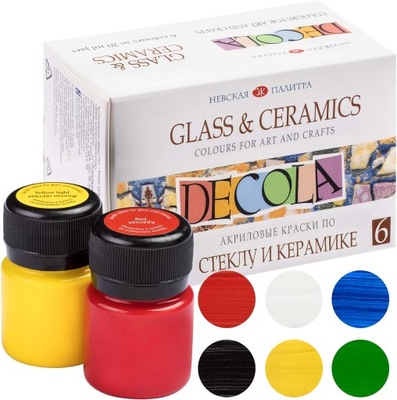 Zestaw farb do szkła i ceramiki DECOLA 6 szt x 20 ml