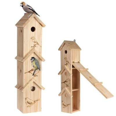 Budka lęgowa 3-piętrowa dla ptaków drewniana / dom