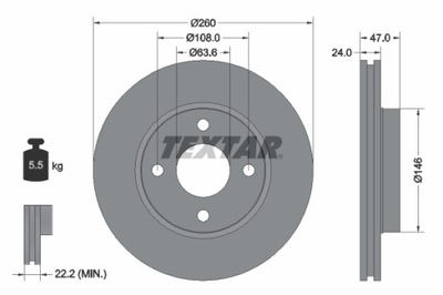 TEXTAR 92063503 DISKU STABDŽIŲ 