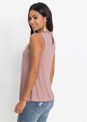 Z KORONKĄ RÓŻOWY 36/38 2F6A17 BODYFLIRT TOP