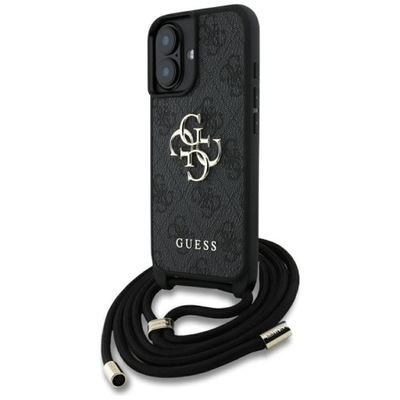 Guess 4G Big Logo Cord Strap Crossbody - Etui do iPhone 16 Plus (czarny)