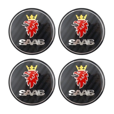 4 PCS. SAAB STICKERS EMBLEMATY ZNACZKI ON DISCS 59MM  