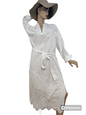 Massimo Dutti nowa bawełniana sukienka haftowana ażur XL