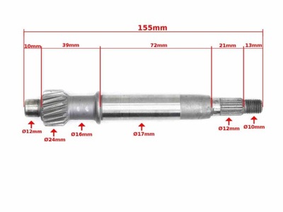 HRIADEĽ PREVODOVKY GY6 SPOJKY 155mm