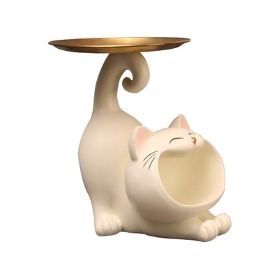 Posąg kota Pojemnik na cukierki Ozdoba w kolorze białym