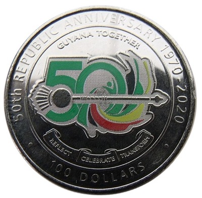 GUJANA 100 DOLLARS 2020 -100 LAT REPUBL KOLOR UNC