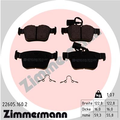 ZIMMERMANN 22605.160.2 КОЛОДКИ ТОРМОЗНЫЕ