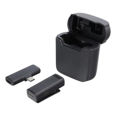 Mikrofon krawatowy bezprzewodowy Typ C z etui ładującym S11 czarny