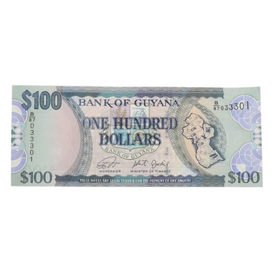 Gujana - 100 dollarów 1989 KM#28 , UNC