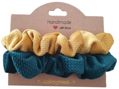 SCRUNCHIE 2PACK HANDMADE BUTELKOWY, MUSZTARDOWY