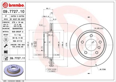 BREMBO 09.7727.11 DISKU STABDŽIŲ 