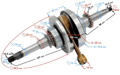 EJE DE CIGÜEÑAL PARA SKUTERA 4T 50CC  