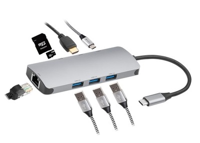 ADAPTER HUB USB-C GIGABIT RJ-45 HDMI 4K PD 100W