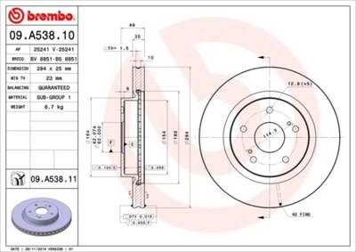 DISC BRAKE BREMBO 09.A538.11  