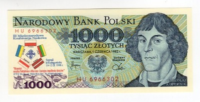 1000 złotych 1982 HU banknot z nadrukiem