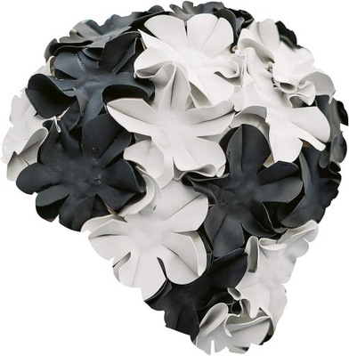 Fashy czepek kąpielowy kwiaty czarny