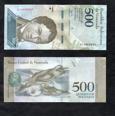 BANKNOT WENEZUELA 500 bolivares 2017 rok , seria U