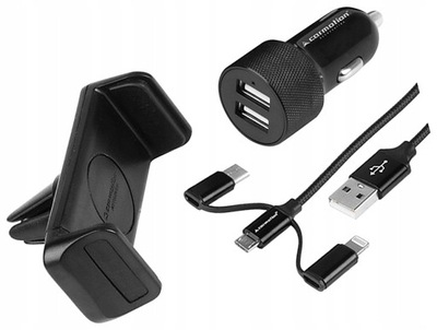 JUEGO L5T83 DISPOSITIVO DE CARGA 2X USB CABLE 3W1 MICRO USB  