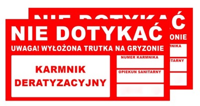 NAKLEJKA OSTRZEGAWCZA INFORMACYJNA NA KARMNIK DERATYZACYJNY "NIE DOTYKAĆ"